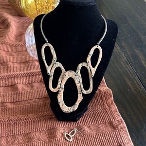 Elegant Statement Necklace and earrings (more of a peach color)